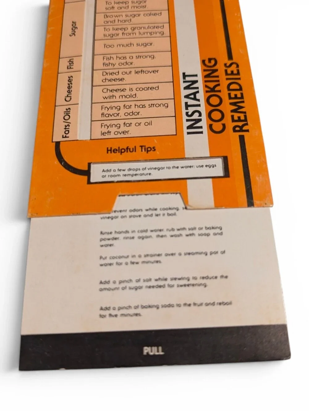 VINTAGE Instant Cooking Remedies Pull Flip Cooking Guide Orange
